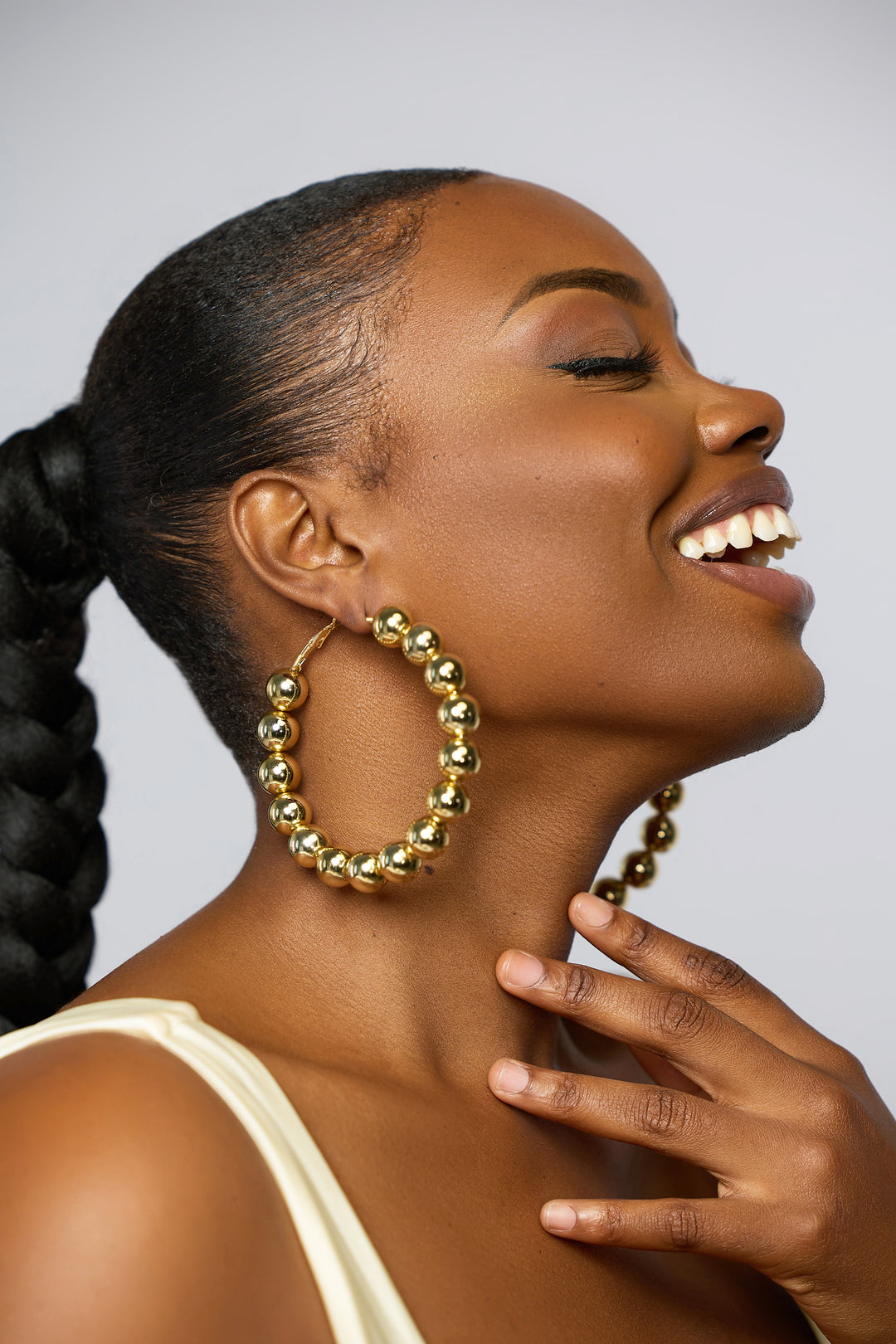 LIFE IS GOLDEN - BALL HOOP EARRINGS (Large)