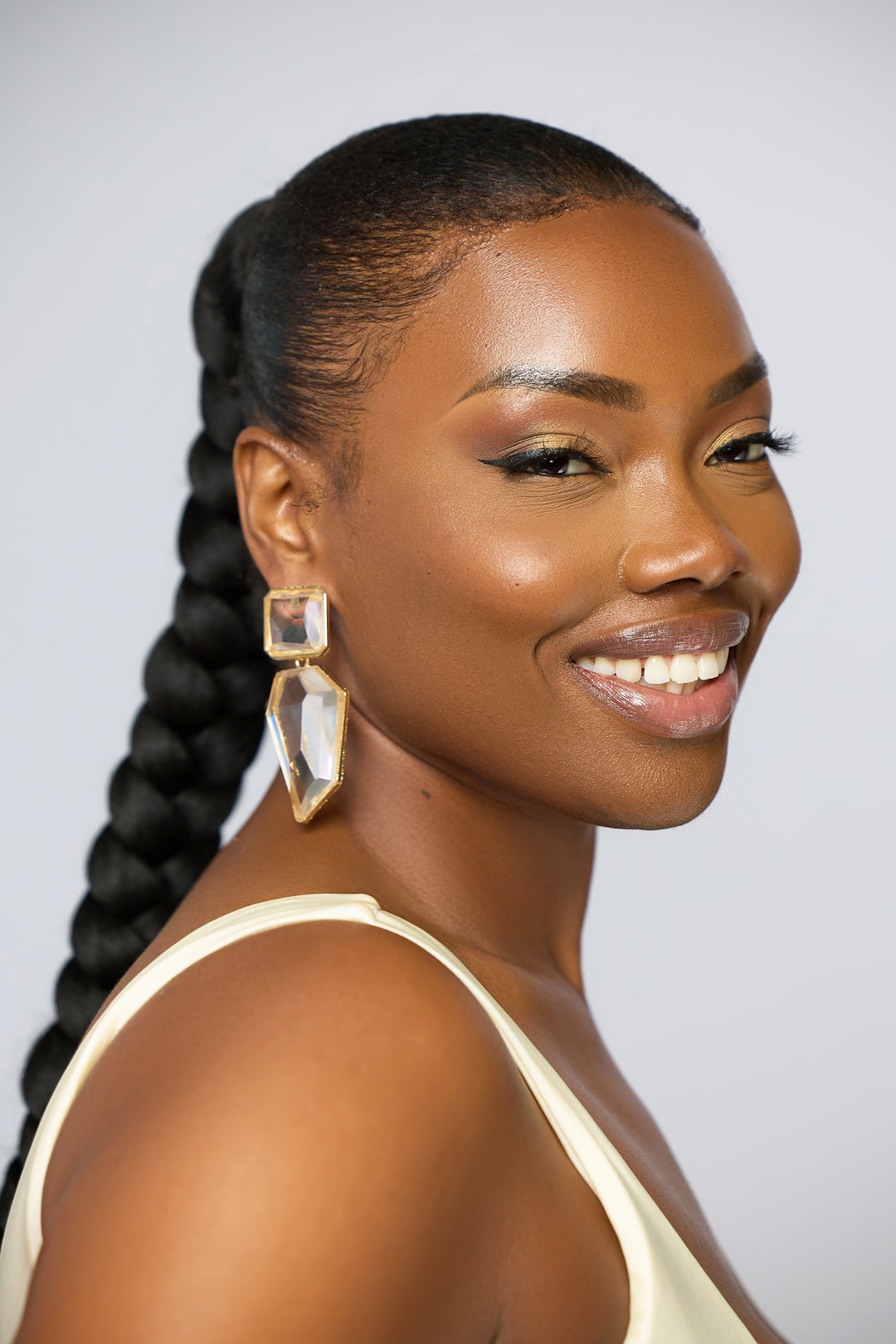 LIFE IS GOLDEN - CLEAR STATEMENT EARRINGS